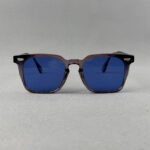 Premium 6204C4 Grey Transparent Acetate Sunglass with Blue Lens - Image 2