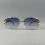 Gold Luxury Sunglass with Blue Gradient - Image 2