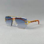 Gold Luxury Sunglass with Blue Gradient