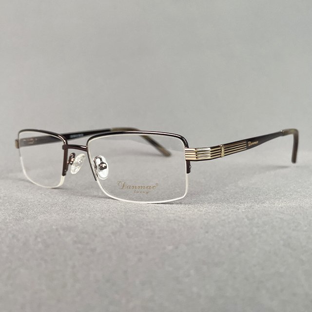 6 Danmac Luxry DC18114 52-18 Brown Gold Semi-Rimless Eyeglasses - Image 1