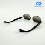 T82200603 Black & Gold Rimless Designer Sunglasses - Image 5