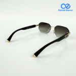 T82200603 Black & Gold Rimless Designer Sunglasses - Image 4