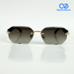 T82200603 Black & Gold Rimless Designer Sunglasses - Image 2