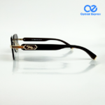 T82200603 Black & Gold Rimless Designer Sunglasses - Image 3