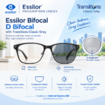 Essilor D Bifocal Prescription Lenses with Transitions Classic Grey