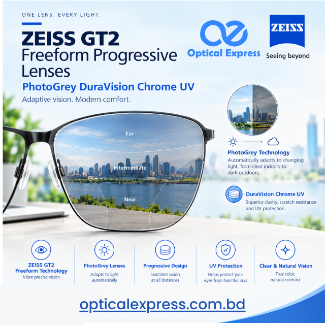 At OpticalExpress.com.bd (7) ZEISS GT2 Freeform Progressive PhotoGrey DuraVision Chrome UV Prescription Lenses - Image 1